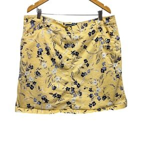Karen Scott Womens Skort 18W Yellow Floral Golf Tennis Cottagecore Coastal Skirt